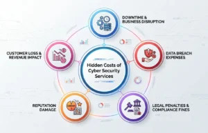 Hidden costs of cyber security services for businesses infographic.

